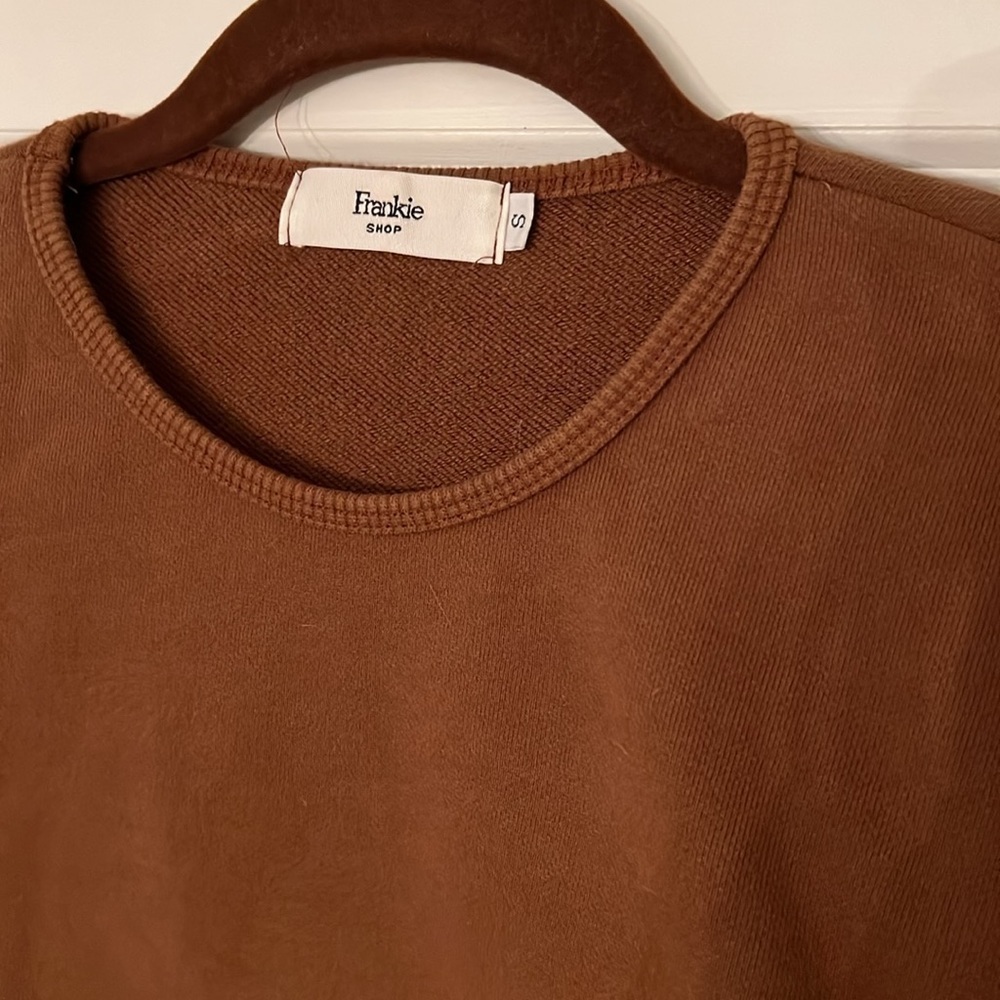 Frankie Shop Jamie Cotton-Jersey Camel Brown Sweatshirt ONLY - Picture 5 of 6